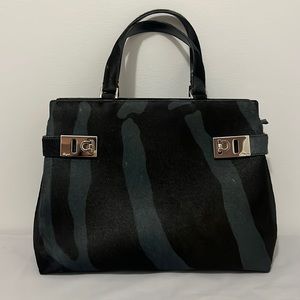 Salvatore Ferragamo Gancini Bag Tote Black Zebra